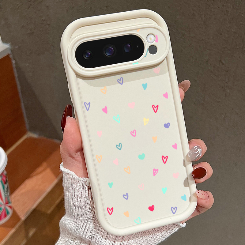 Google Pixel 9 Pro - カラフルな小さなハート柄ソフトケース Google Pixel 10 9 8