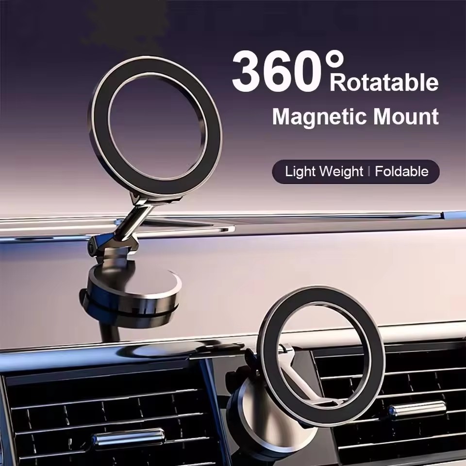 Phone Accessories Holder Car - マグセーフ360対応折りたたみ式マグネット式車載携帯電話ホルダー ° iPhone 17、Huawei、Xiaomi対応 車載用調整可能マグネット式マウントスタンド